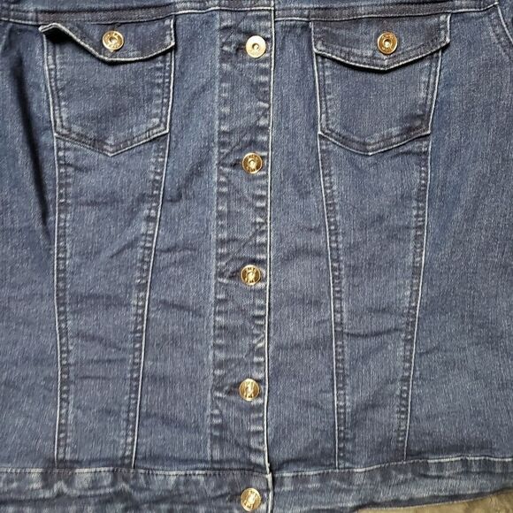 Cleo - Dark wash jean jacket denim jacket Sz XL Stretch - Picture 9 of 10